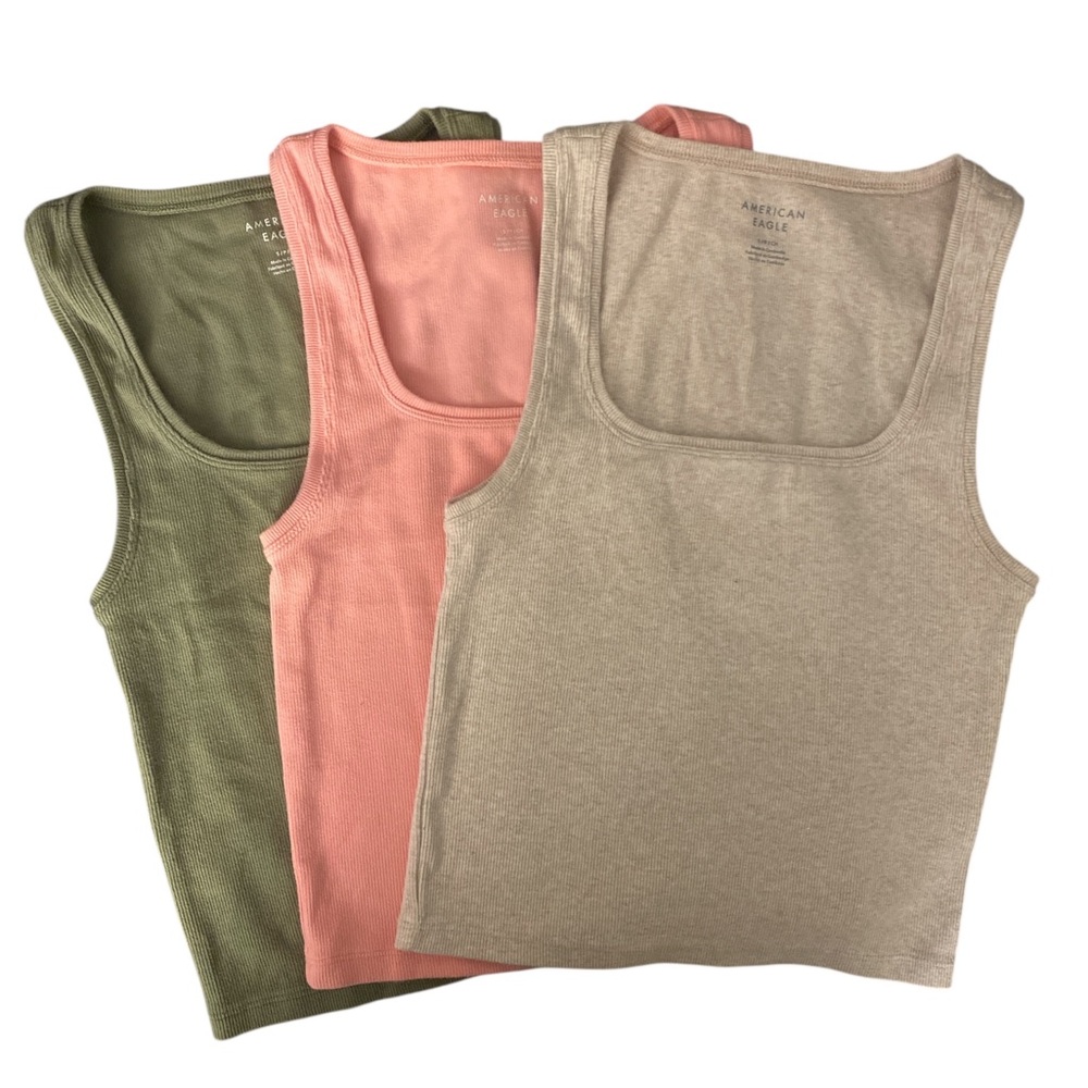 American Eagle Outfitters Fitted Set of 3 Tank Tops GUC S